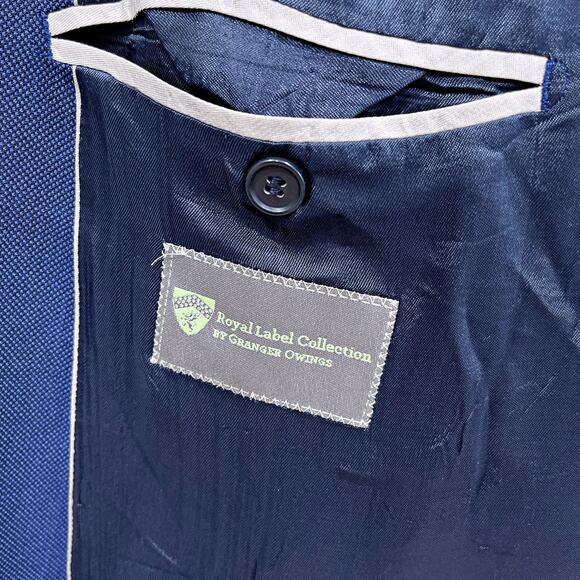 Hardy Minnis Savile Row Wool Birdseye Sport Coat Blue Ticket Pocket Mens 59R - Picture 9 of 10